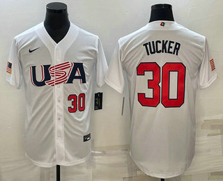 Mens USA Baseball #30 Kyle Tucker Number 2023 White World Baseball Classic Stitched Jerseys